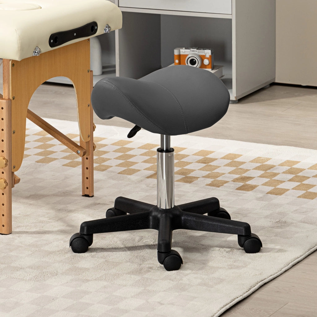 Sgabello girevole e regolabile in altezza ¨C zephmum ¨C similpelle grigio 48x47x45-59 cm