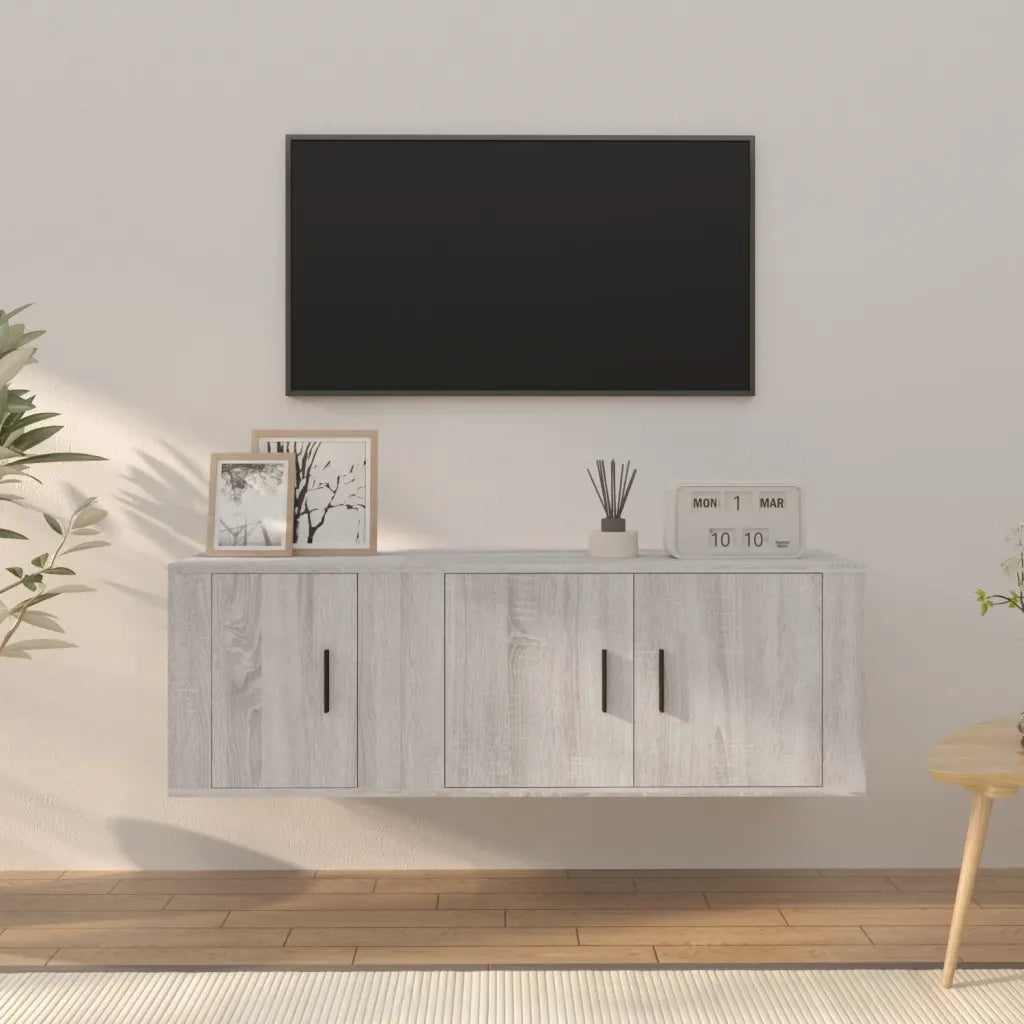 Set Mobili Porta TV 2 pz-Set di 2 Credenza per TV Grigio Sonoma in Legno Multistrato 963464
