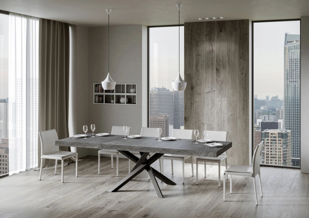 Tavolo Allungabile 200-304x90x77 cm Volantis Premium Cemento Telaio Antracite