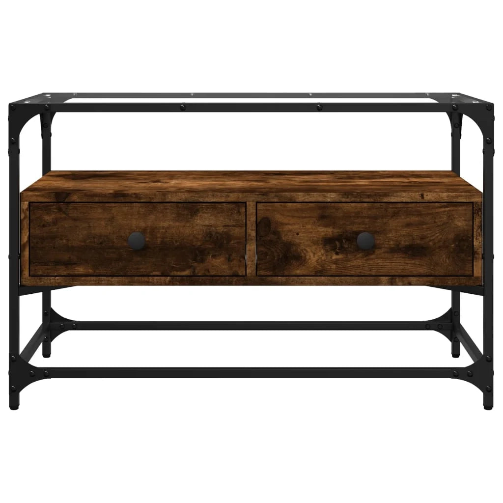 Mobile TV multimediale mensola per TV credenza per TV sala da pranzo soggiorno camera da letto con piano in vetro rovere affumicato legno marrone ingegnerizzato 02_0026418