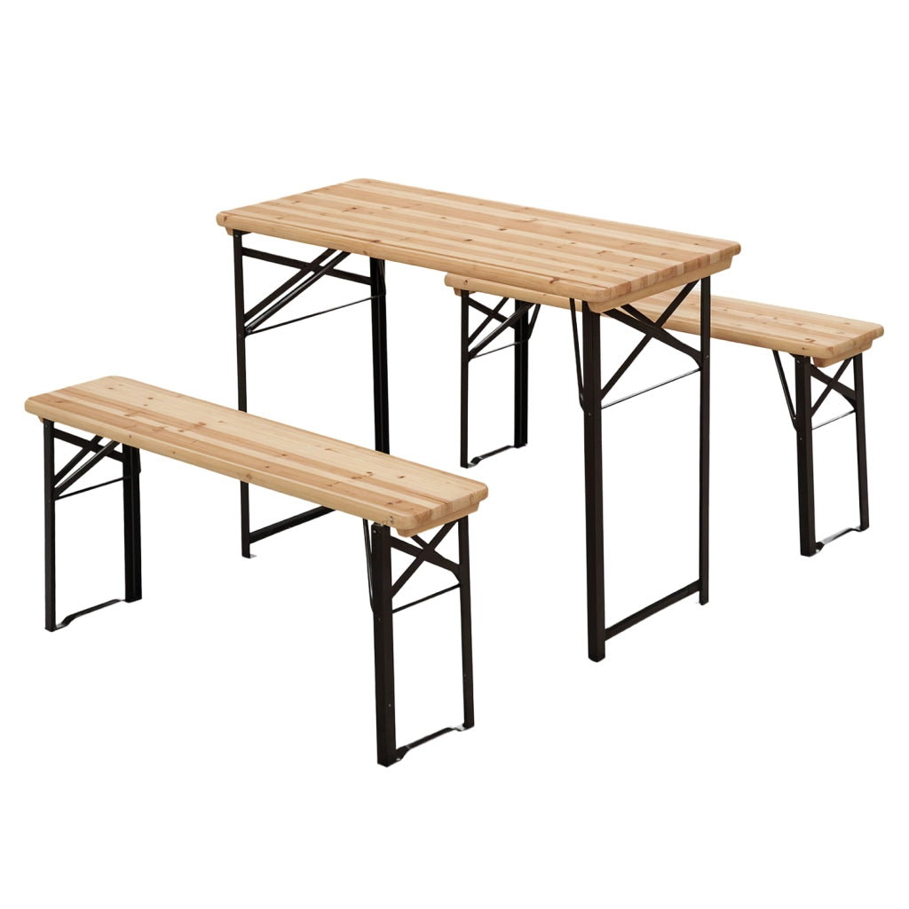 Tavolo da Picnic Pieghevole con 2 Panche ¨C zephmum ¨C Legno Massello Abete Nero