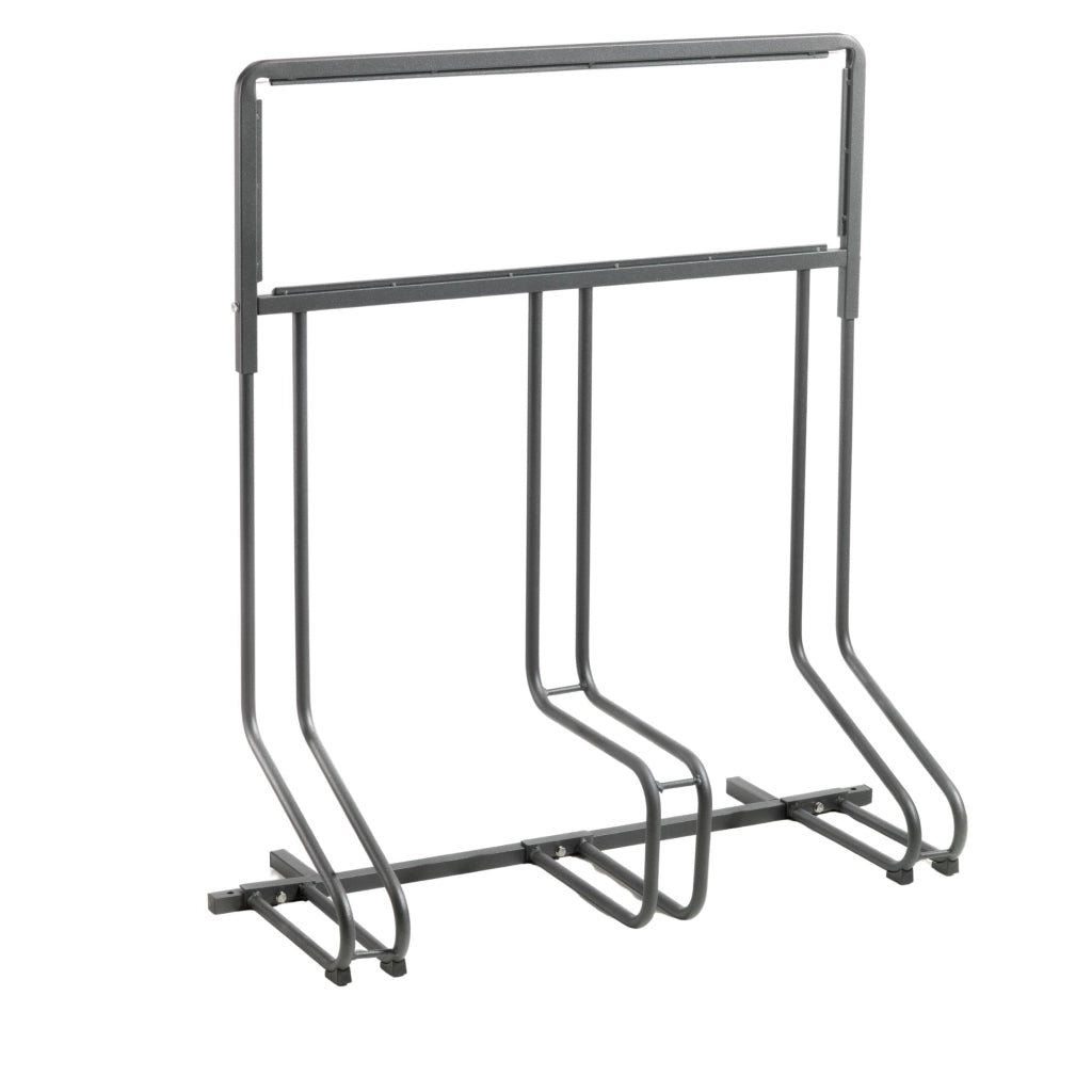 Andrys Rastrelliera Bici 3 Posti con Cartello PVC Nero Zincato Verniciato