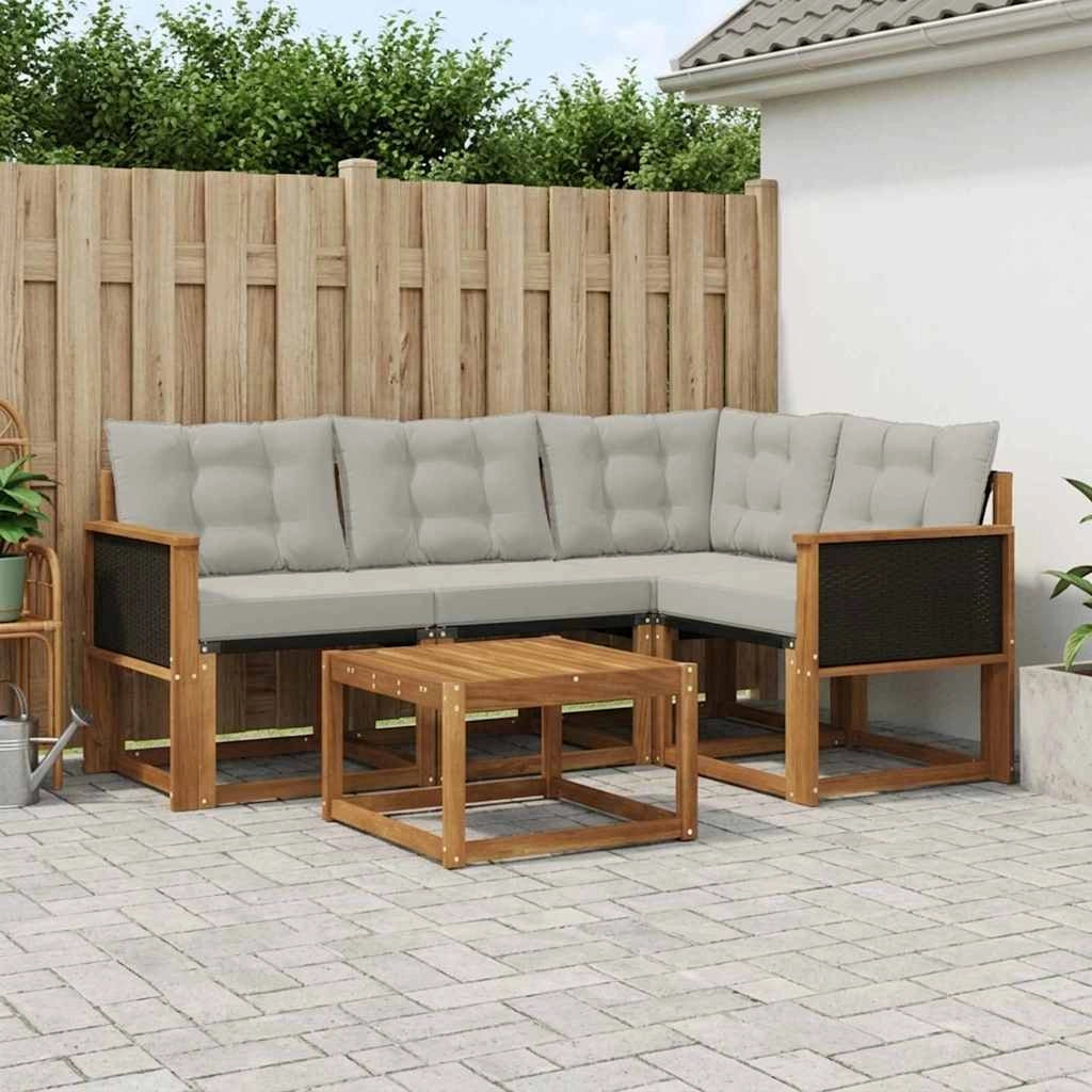 Set di divani da esterno 5 pz Naturale e Grigio Chiaro 3381927