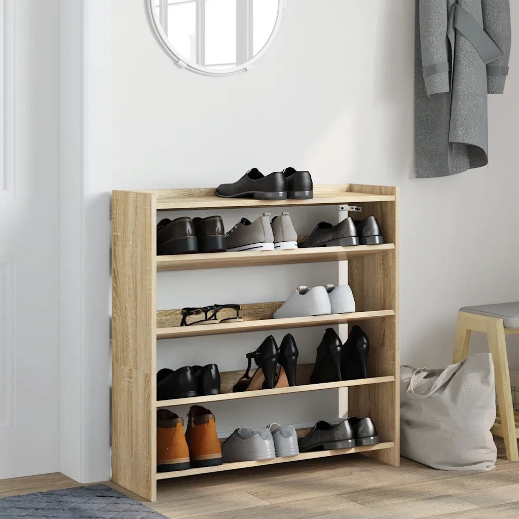 Scarpiera-Scaffale per scarpe Rovere Sonoma 80x25x81 cm in Legno Multistrato