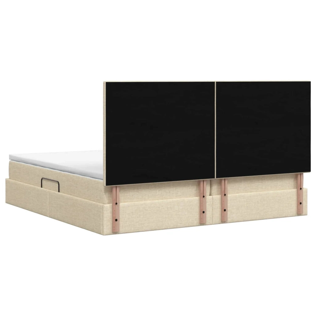 Letto con contenitore e materasso Crema 200 x 200 cm Tessuto 3459529