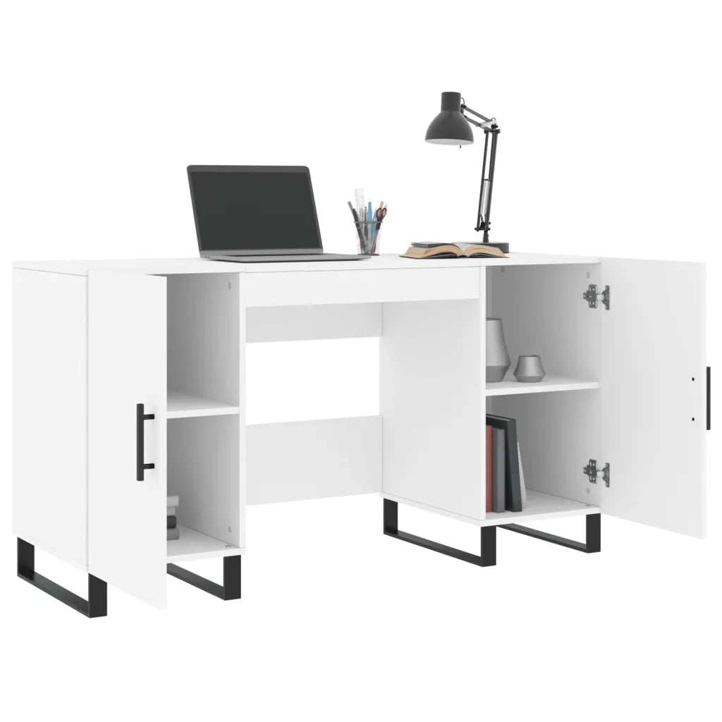 Scrivania Bianca 140x50x75 cm in Legno Multistrato 829572