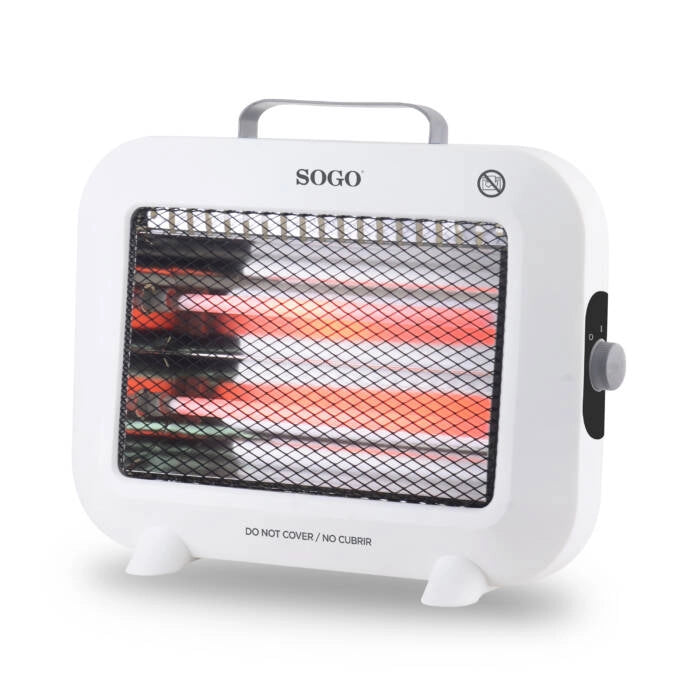 Stufa al quarzo elettrica 800W, 2 livelli di calore con doppio elemento riscaldante e protezione anti ribaltamento - Sogo
