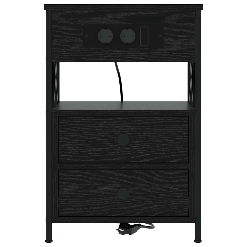 vidaXL Armadio da Notte con cassetto 2 pcs Rovere nero 40 x 31 x 60 cm