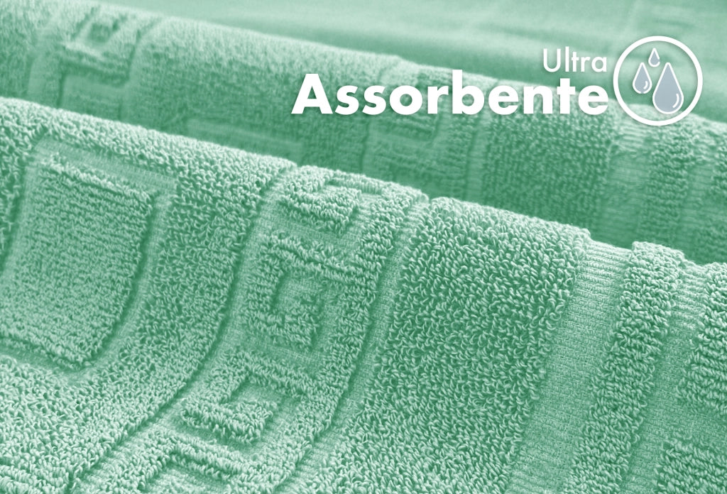 Tappeto Bagno Assorbente In Spugna Varie Misure Da Scendidoccia A Tappeto Grande Lavorazione Jacquard Tinta Unita Ricamo Cornice Lavabile Lavatrice AcquaMarina - TappetoBagno60x120