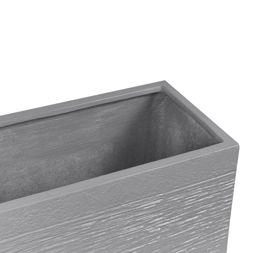 Vaso per piante in fibra di argilla grigia 60 x 29 x 30 cm Fioriera rettangolare per interni ed esterni