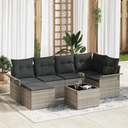 Set Divano da Giardino 7 pcs Grigio chiaro Poly Rattan