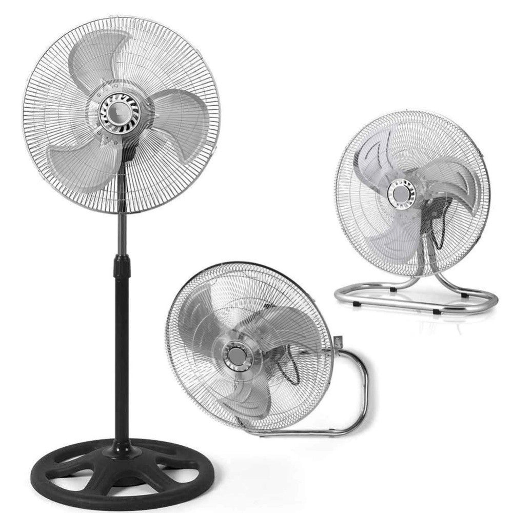 Trade Shop - Ventilatore 3in1 Piantana Da Tavolo Parete 3 Velocità Oscillazione 55w Pale 45cm -