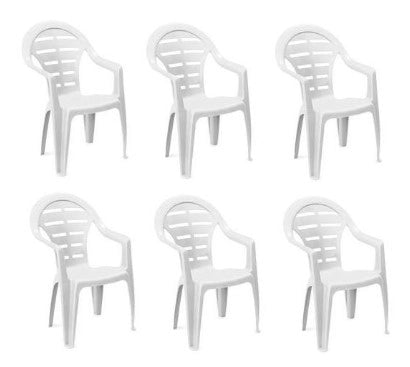 SET 6 SEDIE DA GIARDINO MOYO IN POLIPROPILENE COLORE BIANCO 54 X 56 X 81 CM