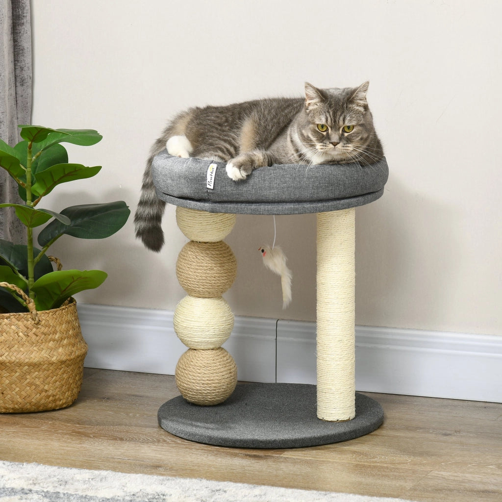 Torre per Gatti con Nido e Poste in Sisal ¨C Zephmum ¨C Grigio e Beige ?40x48 cm