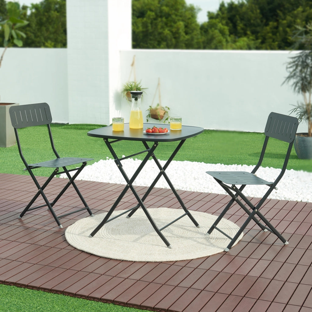 Set Sande di 2 Sedie Pieghevoli - Nero [en.casa]