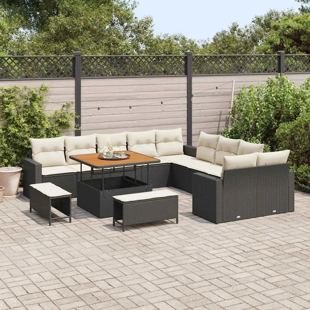 Set Divano da Giardino 13 pcs Nero polyrattan 3361665