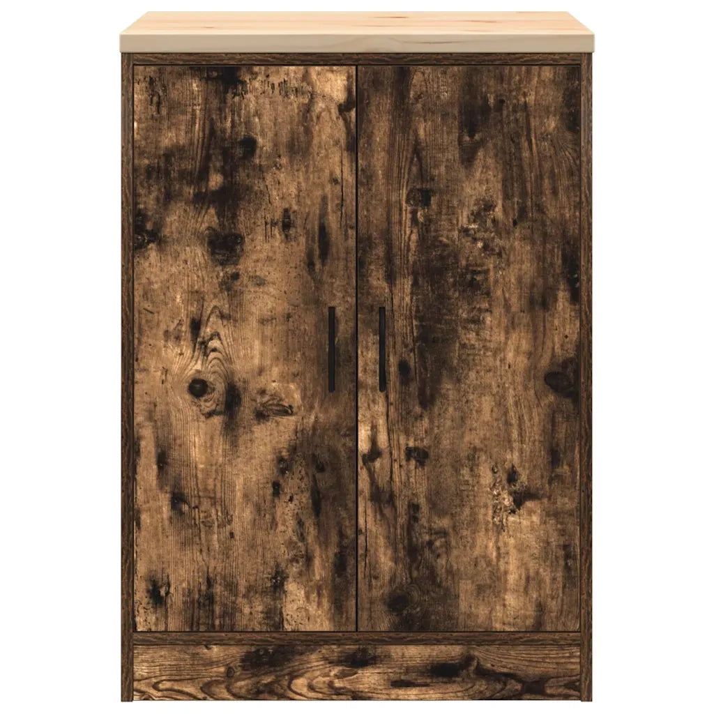 Mobile contenitore multiuso per garage 60 x 51 x 85 cm robusto piano di lavoro stile contemporaneo legno di rovere affumicato 02_0051373