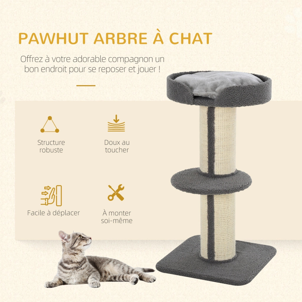Albero tiragraffi per gatti con 2 piattaforme ¨C zephmum ¨C grigio 91 cm