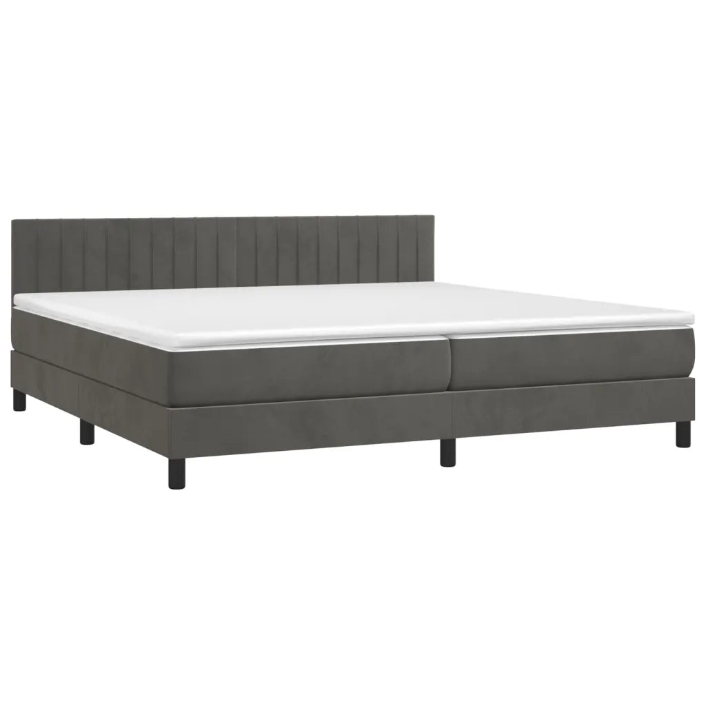 Letto a Molle con Materasso e LED Grigio Scuro 200x200 cm 3134544