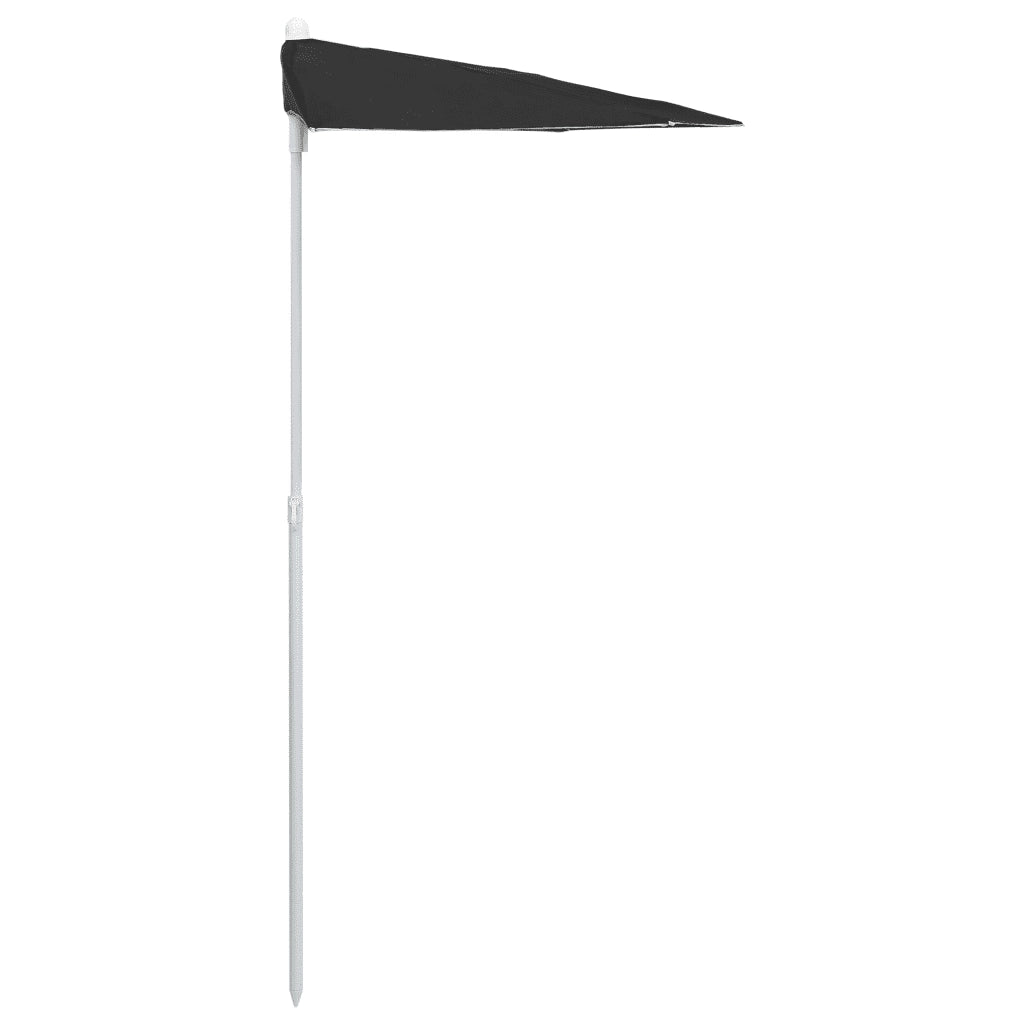 Ombrellone Semicircolare da Giardino-Ombrello da balcone con Palo 180x90 cm Nero