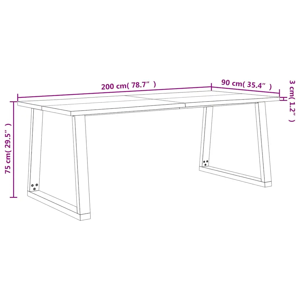 Tavolo da Pranzo | Tavolo da cucina Bordi Vivi 200x90x75 cm Legno Massello Acacia