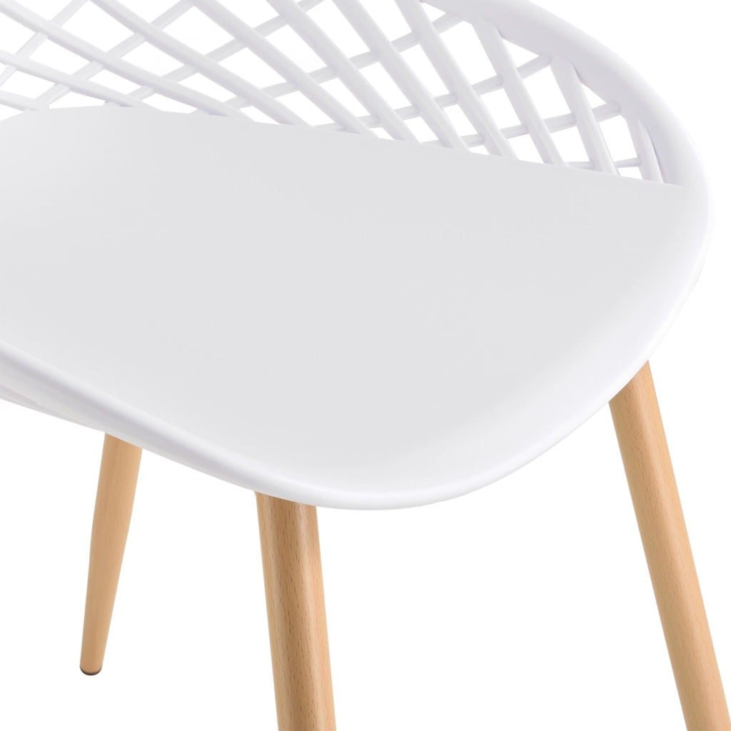 Set Warschau di 2 Sedie da Sala a Scocca Unica in Plastica - Bianco / Effetto Faggio [en.casa]