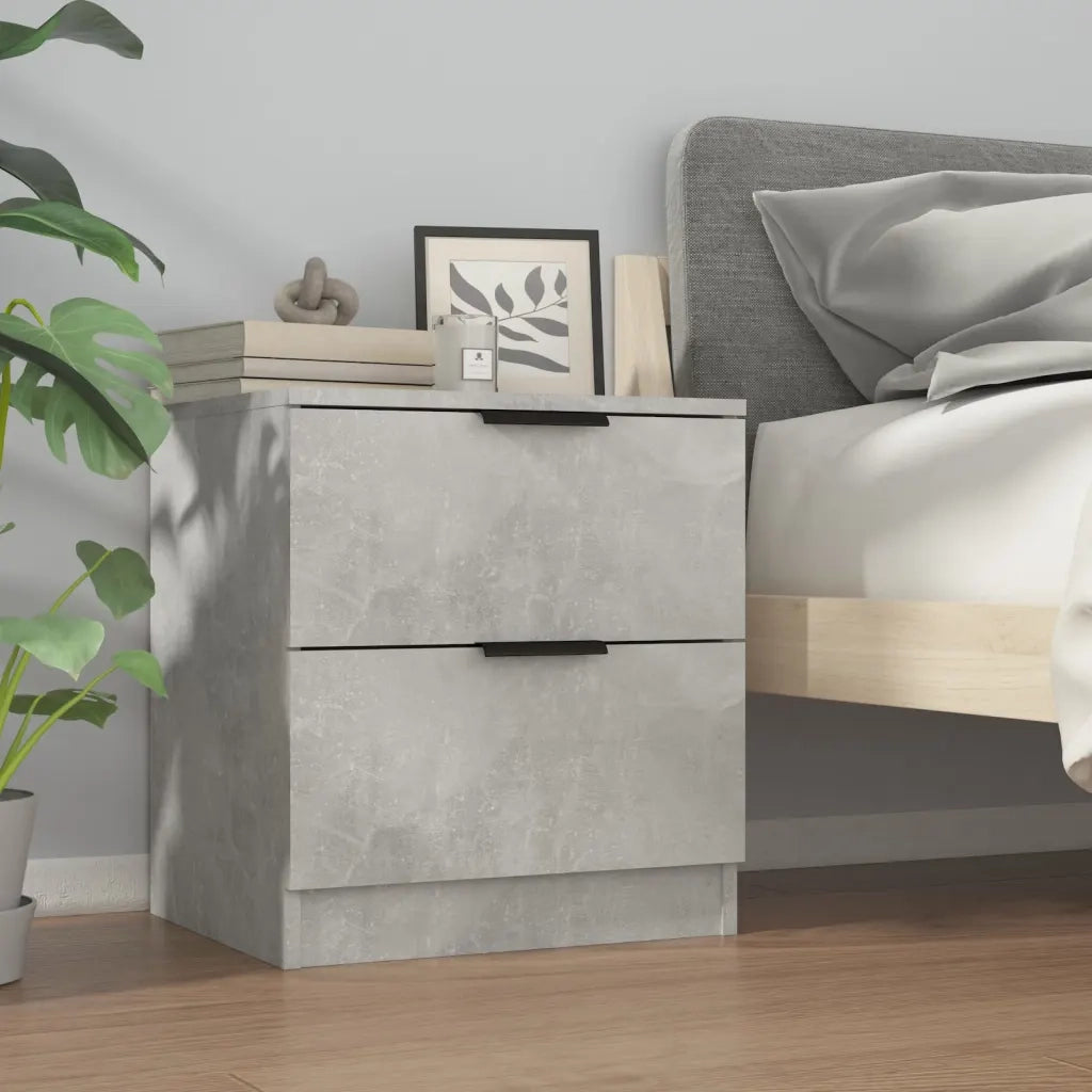 Comodini 2pz-Set di 2 Tavolino da notte Grigio Cemento in Legno Multistrato 575969