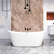 Vasca da Bagno a Isola 170x72x65 cm Vasca da Bagno Freestanding in Acrilico Bianco Barca Ovale