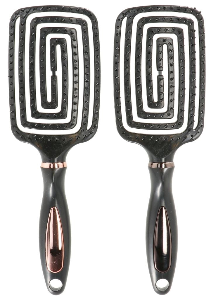 1 Pezzo Spazzola per Capelli Piatta Spirale Nera 26 cm 2 Colori