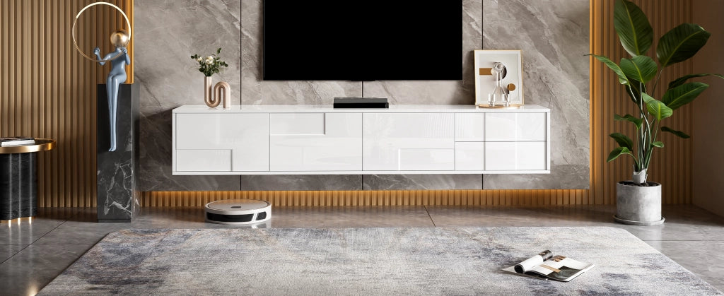 Cassettiera TV bianca 170 cm in MDF e truciolare