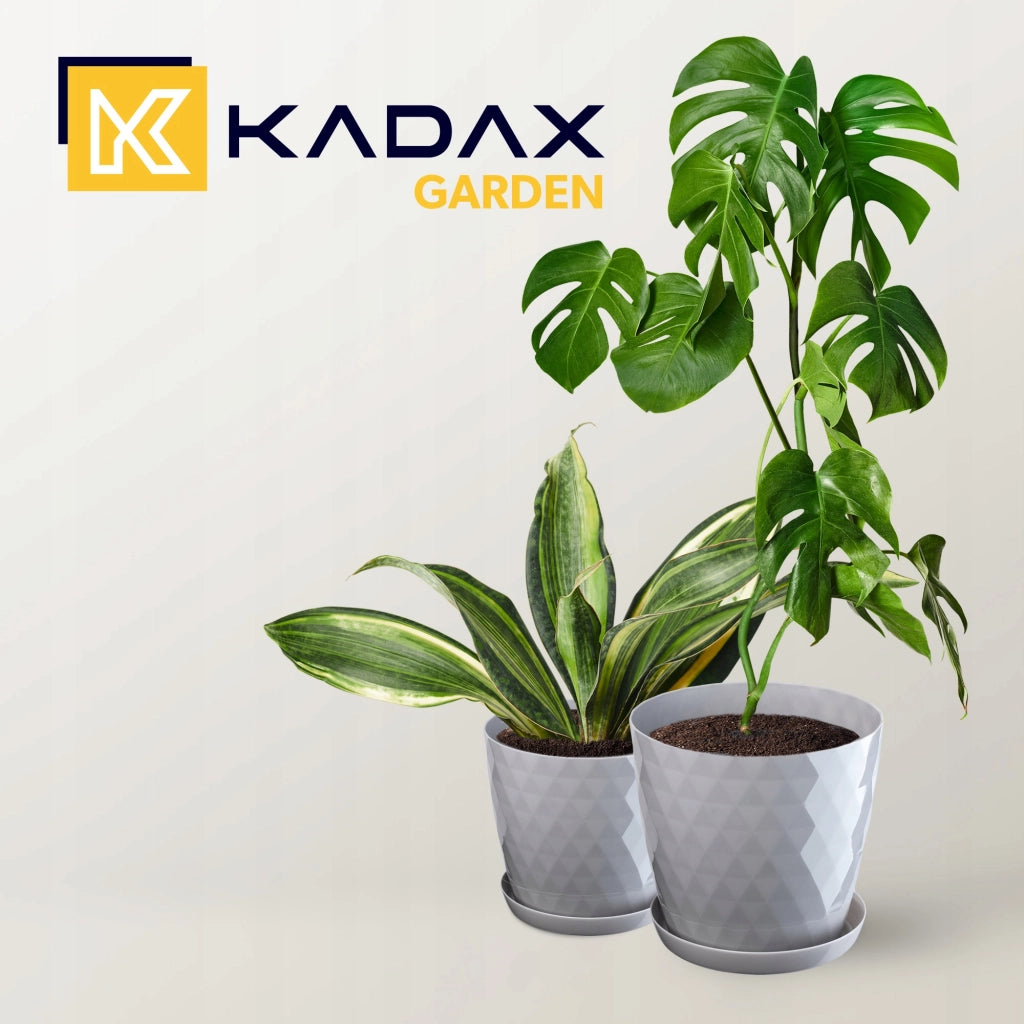 Vaso da fiori KADAX, fioriera, coperchio, 20 cm, supporto per fiori, plastica grigia, 3 pezzi.