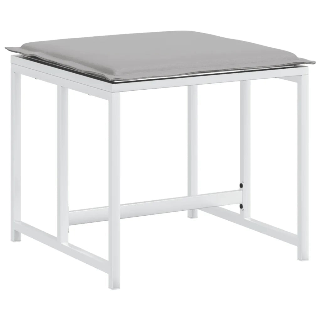 Sgabelli Giardino con Cuscini 4 pz Bianchi Acciaio e Textilene