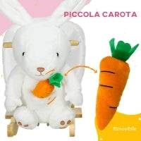 Animale a Dondolo a forma di Coniglio con Suoni e Cintura di Sicurezza, 60x33x50 cm, Bianco