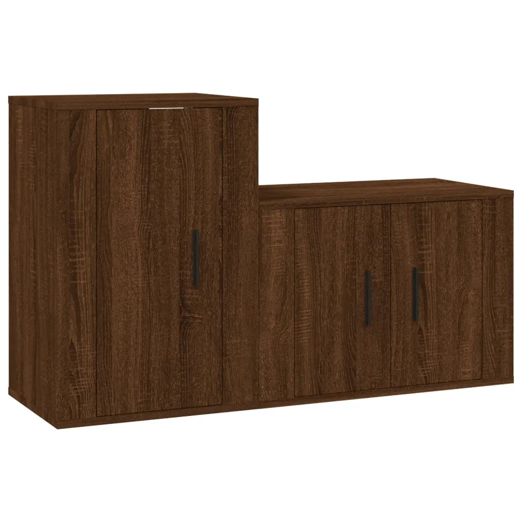 Set Mobili Porta TV 2 pz Rovere Marrone in Legno Multistrato 3188397