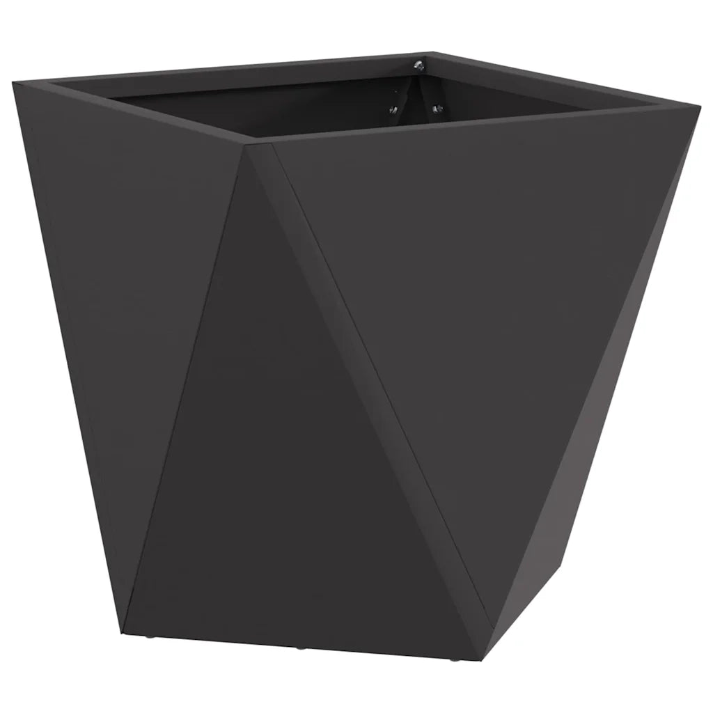 2 pz Fioriera | Cassetta per fiori | Vaso Nero 30 x 30 x 30 cm Acciaio
