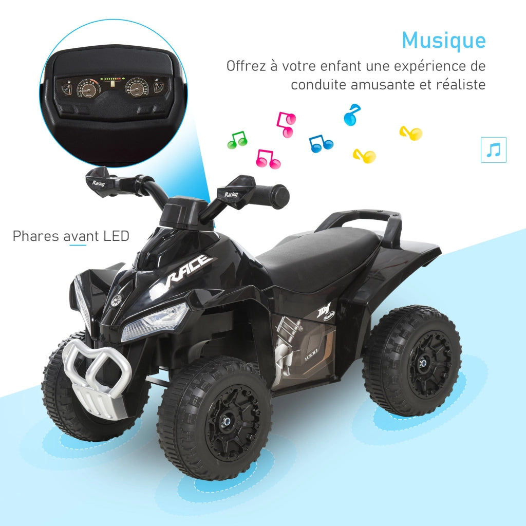 Portagiochi Quad Bambini 18-36 Mesi con Luci e Suoni ¨C Zephmum ¨C 67x38x44 cm Nero