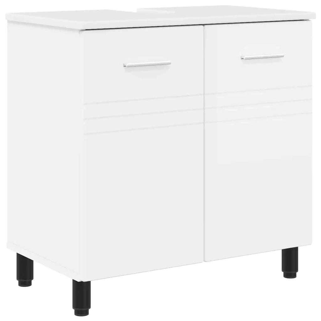 Mobiletto da bagno Bianco Lucido 60 x 35 x 60 cm