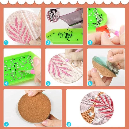 8 pezzi di supporto per diamantare, arte boema per diamantare a casa, supporti con holder, rotondi per diamantare, per adulti e bambini, per principianti