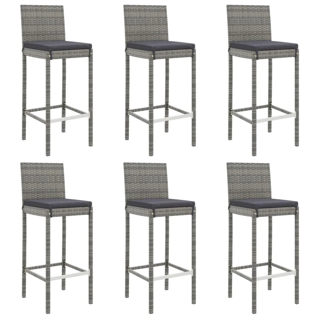 Set bar da giardino da 7 pezzi con cuscini in polyrattan grigio 02_0013422