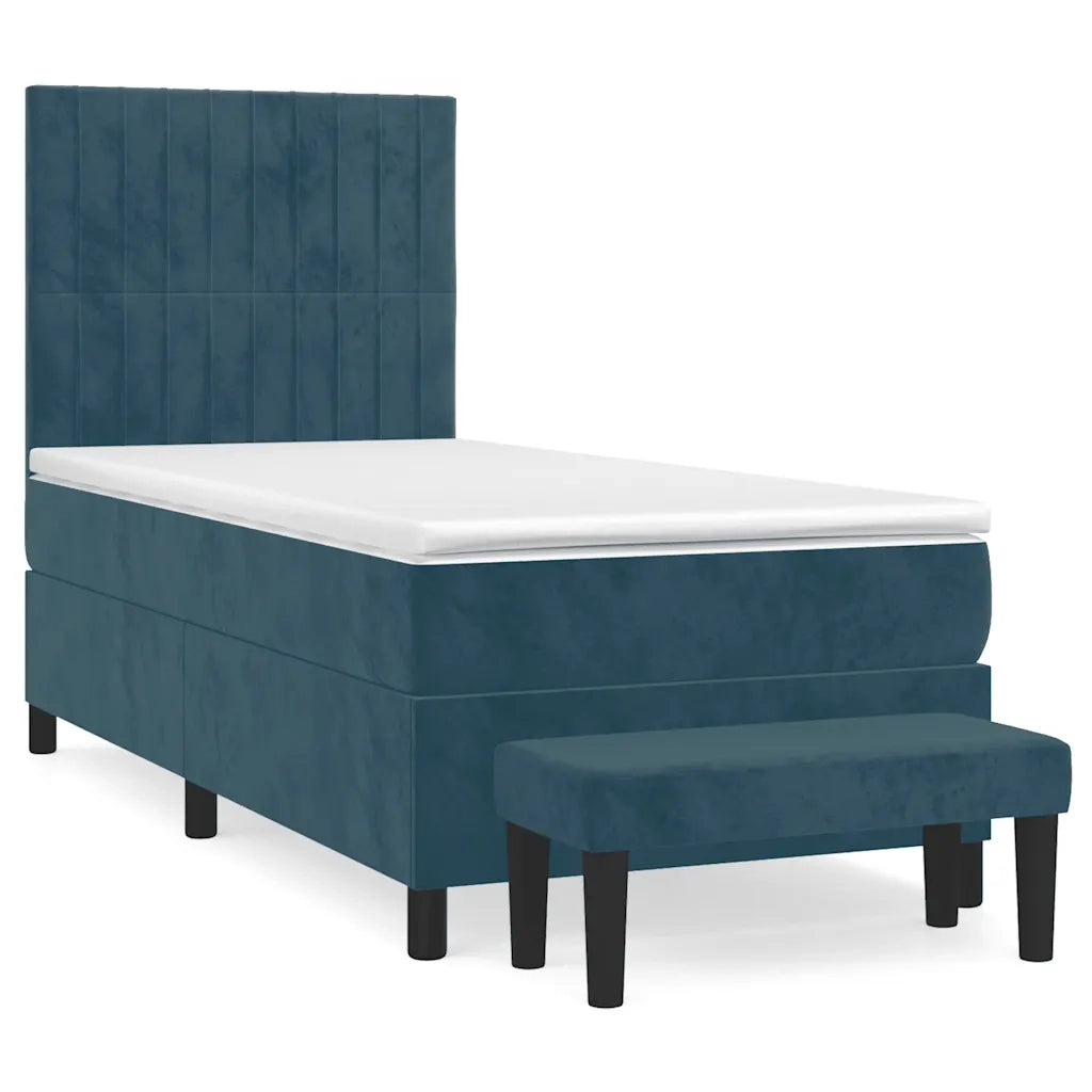 Giroletto a Molle con Materasso Blu Scuro 90x190 cm in Vellutocod mxl 75283