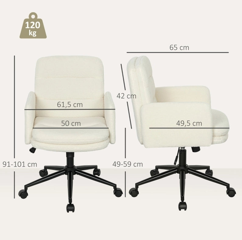 Sedia da ufficio girevole in tessuto color crema