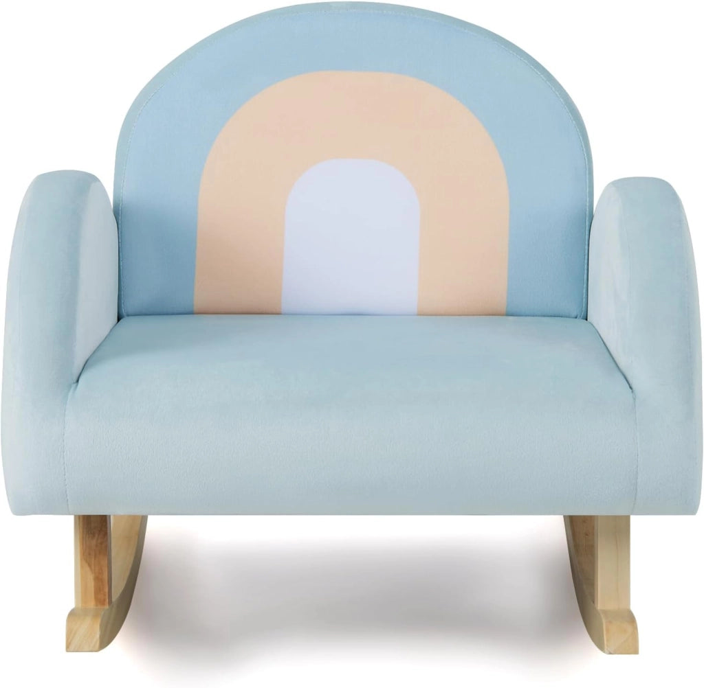 Sedia a Dondolo per Bambini in Legno, Poltrona Imbottita per Bambini con Rivestimento in Velluto Morbido, Design Antiribaltamento, per Camera da Letto, Soggiorno