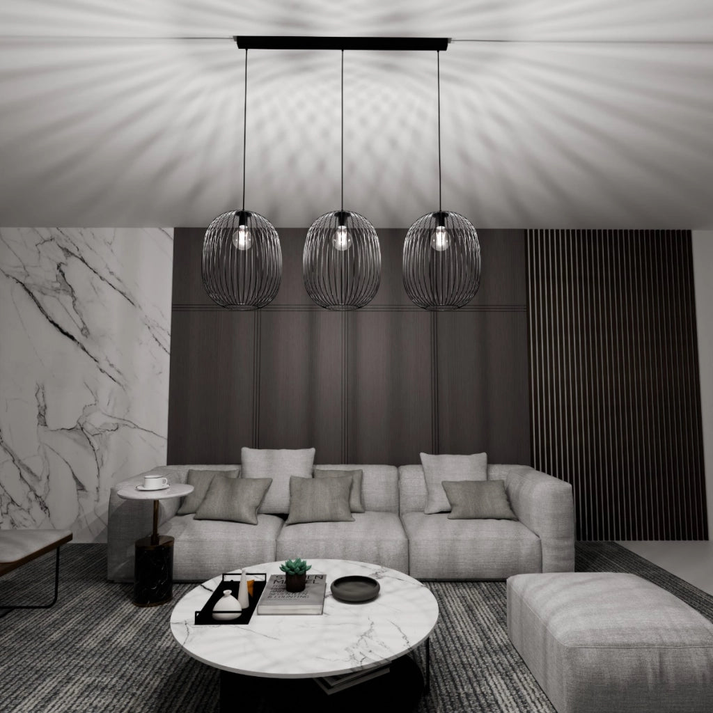 Lampadario a sospensione ONYX 3xE27 nero Emibig 120cm