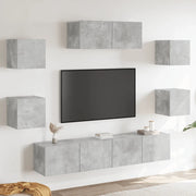 Set di Mobili Porta TV 7 pz Grigio Cemento in Legno Multistrato 3114513
