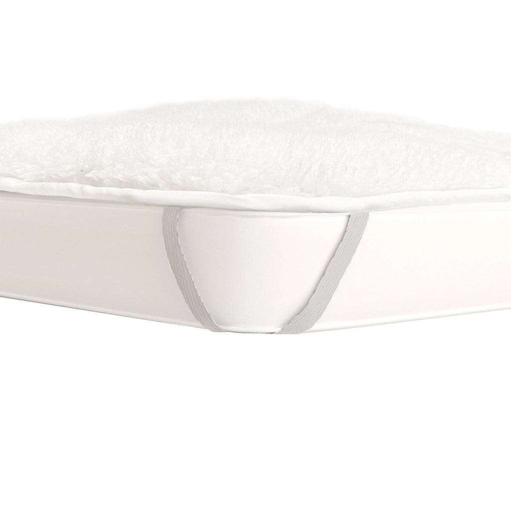 Topper Matrimoniale Trapuntato 300 gr/mq con Elastici Sherpa Bianco