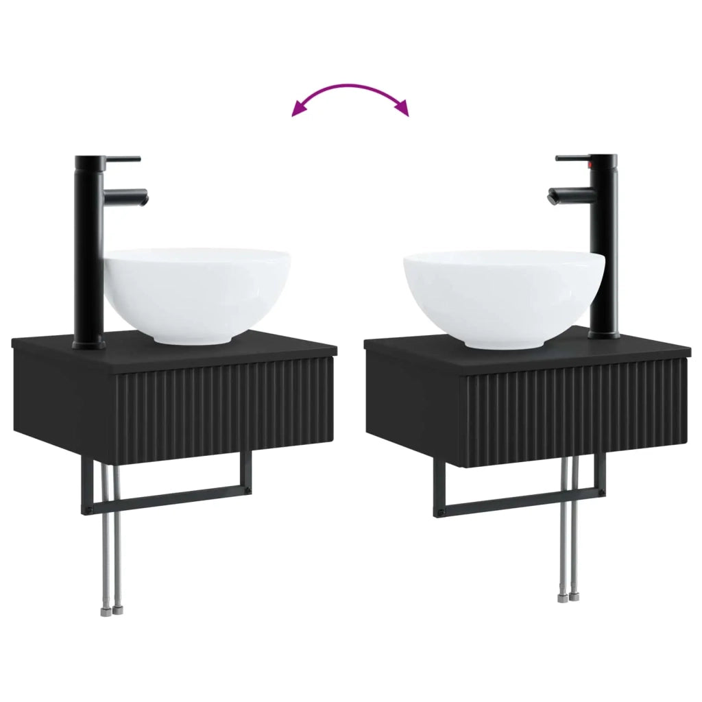 Set di mobili per il bagno 2 pz Nero 33 x 34,5 x 100 cm 3406094