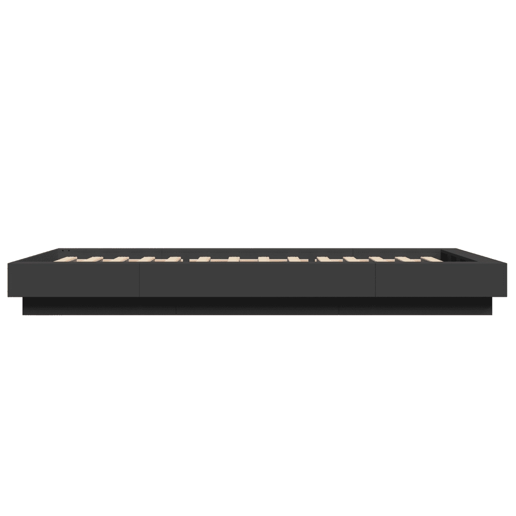Giroletto con Luci LED-Struttura Letto Nero 100x200 cm in Legno Massello 939212