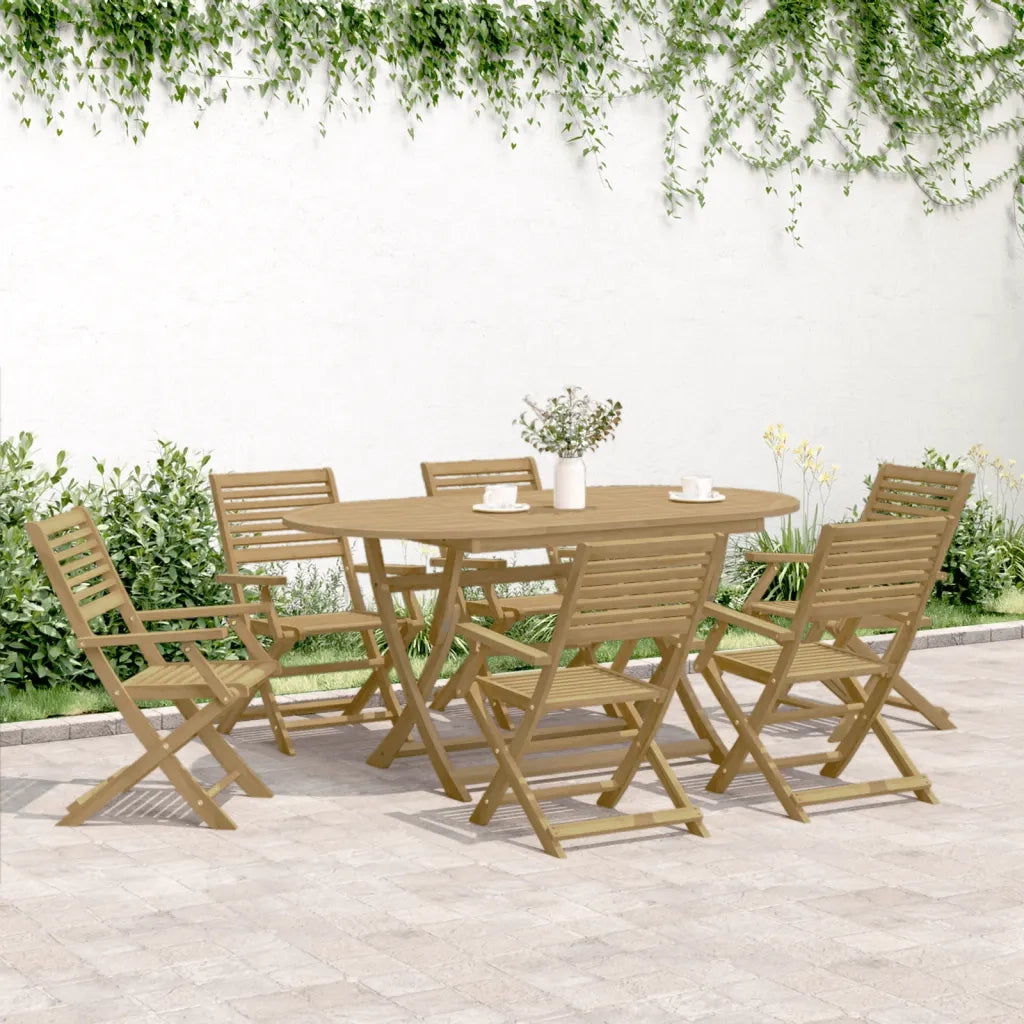 Set da Pranzo da Giardino 7 pz in Legno Massello di Acacia