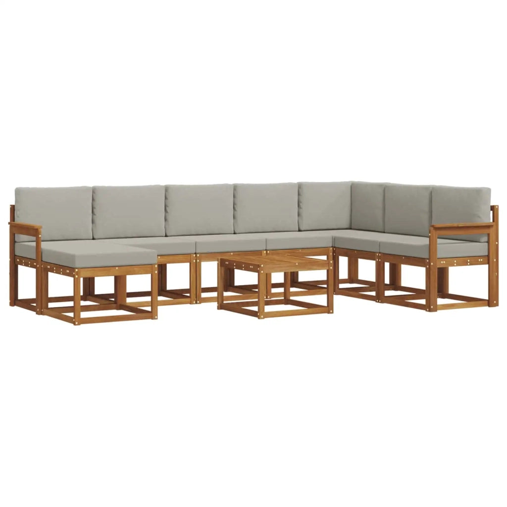 Set di divani da esterno 9 pcs Grigio Naturale e Chiaro