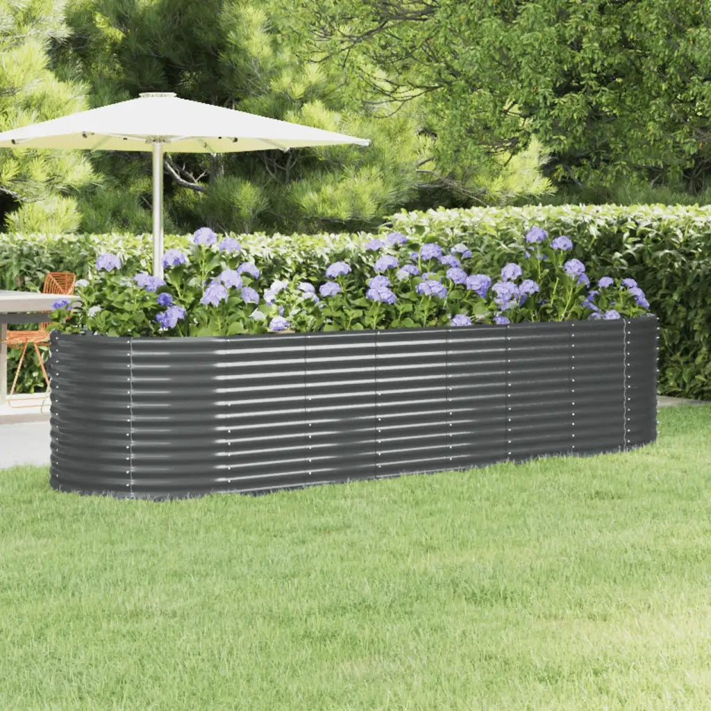 Letto da Giardino in Acciaio a Polvere 322x100x68 cm Antracite
